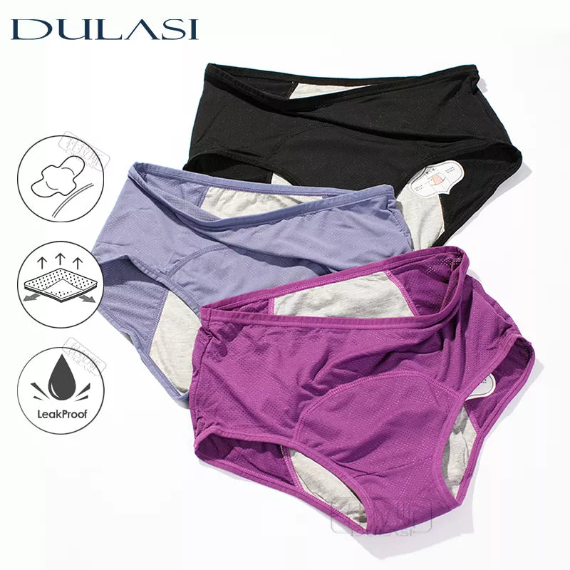 DULASI 3pcs Leak Proof Menstrual Panties Physiological Pants Women Underwear Period Comfortable Waterproof Briefs Dropshipping